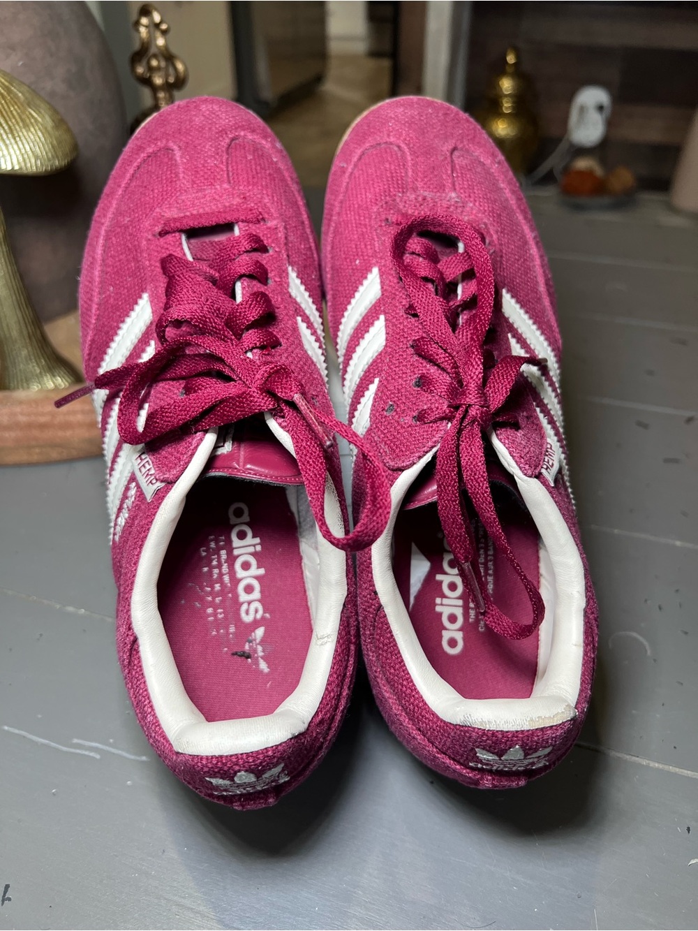 Adidas Sambas Hemp Burgundy Sneakers Unisex Size 8 - Picture 4 of 10